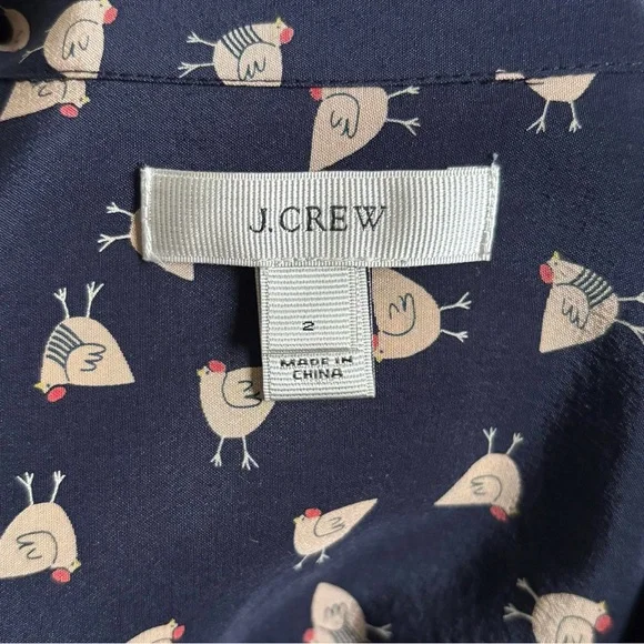 J. CREW Long Sleeve French Hen Button Up Boy Shirt Silk Blouse - Picture 3 of 8